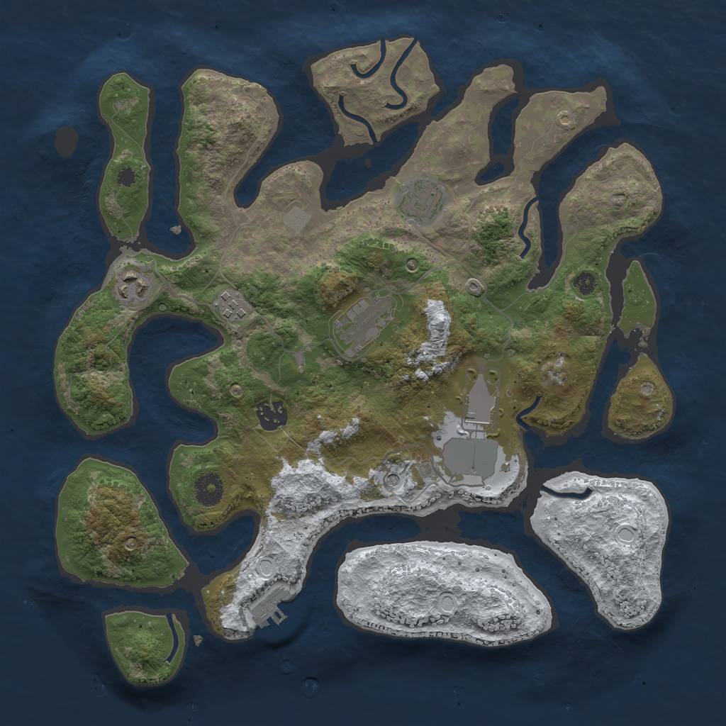 Rust Map: Procedural Map, Size: 3500, Seed: 833705, 13 Monuments