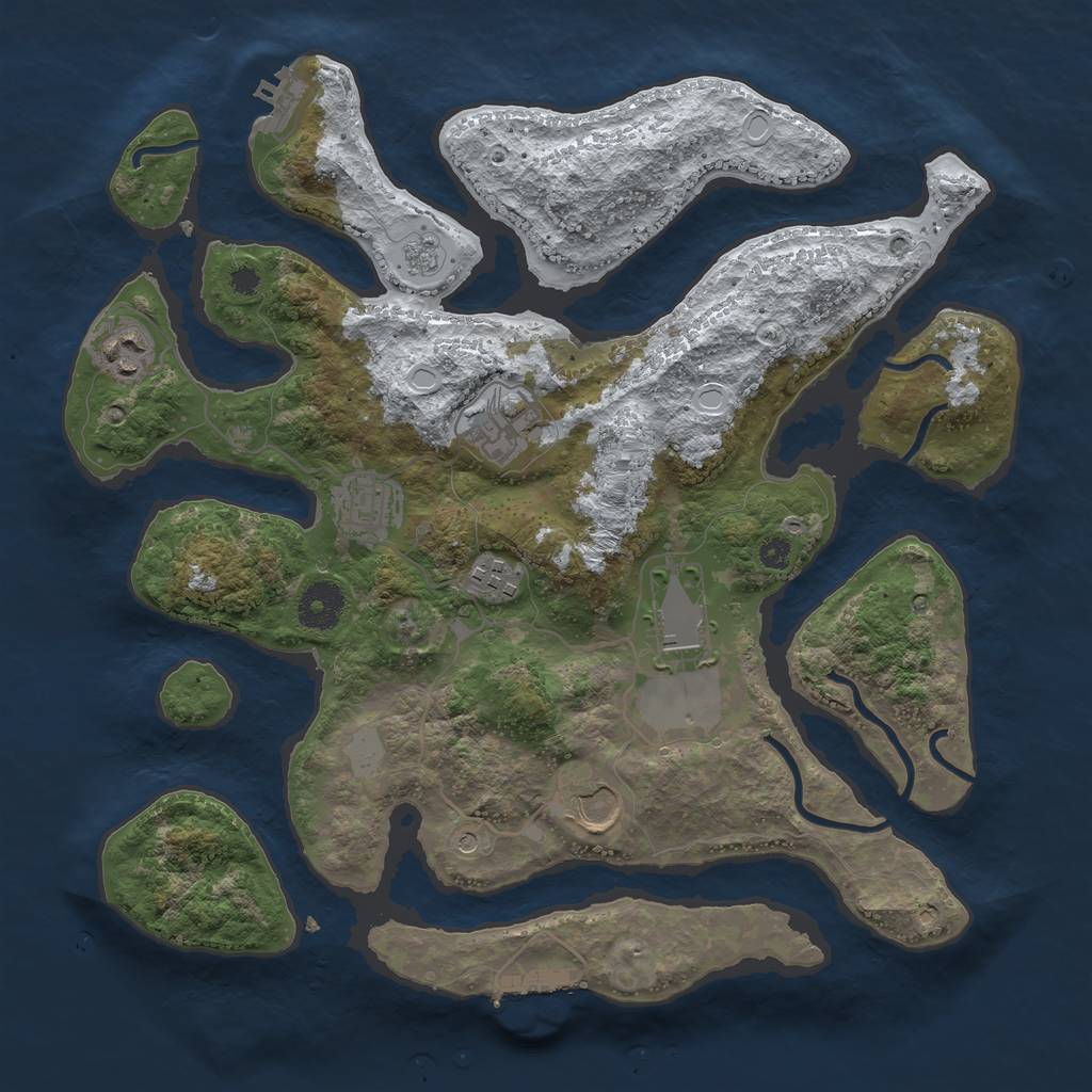 Rust Map: Procedural Map, Size: 3500, Seed: 2304234, 15 Monuments