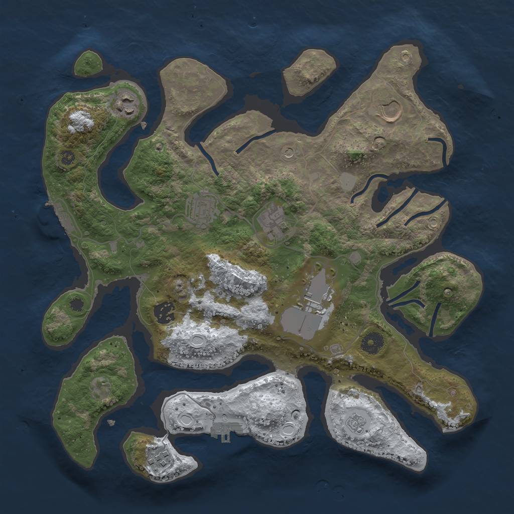 Rust Map: Procedural Map, Size: 3500, Seed: 21140, 16 Monuments