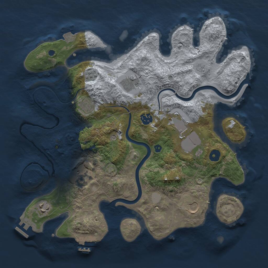 Rust Map: Procedural Map, Size: 3500, Seed: 180437, 14 Monuments