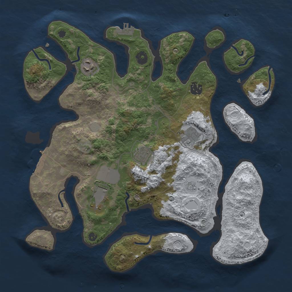 Rust Map: Procedural Map, Size: 3500, Seed: 4762732, 13 Monuments