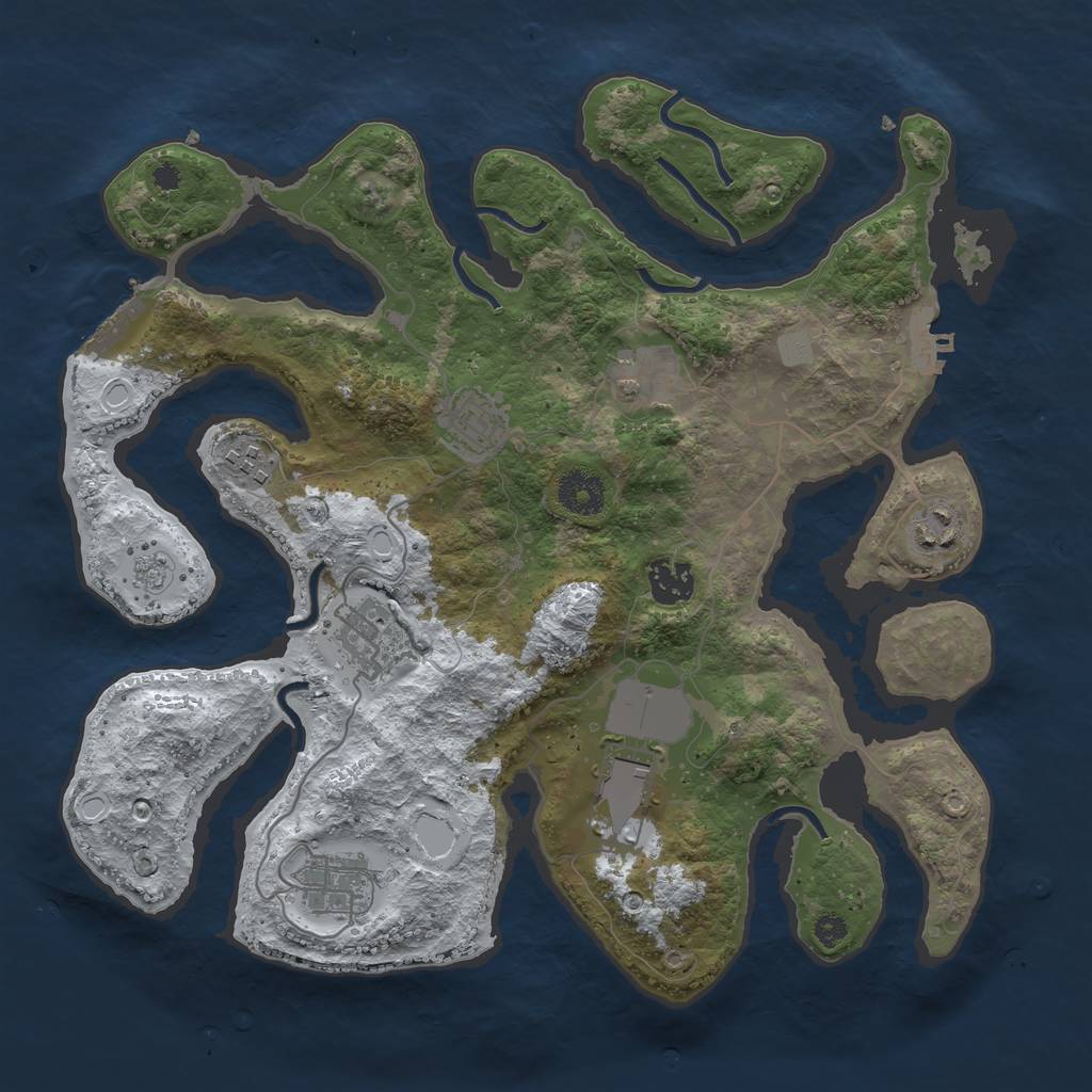 Rust Map: Procedural Map, Size: 3500, Seed: 1698809, 16 Monuments