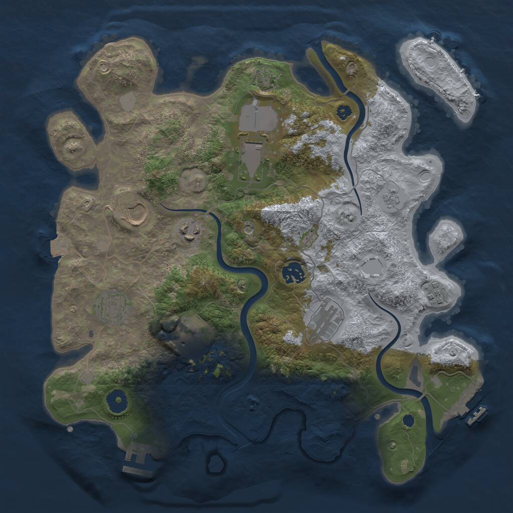 Rust Map: Procedural Map, Size: 3500, Seed: 284785, 14 Monuments