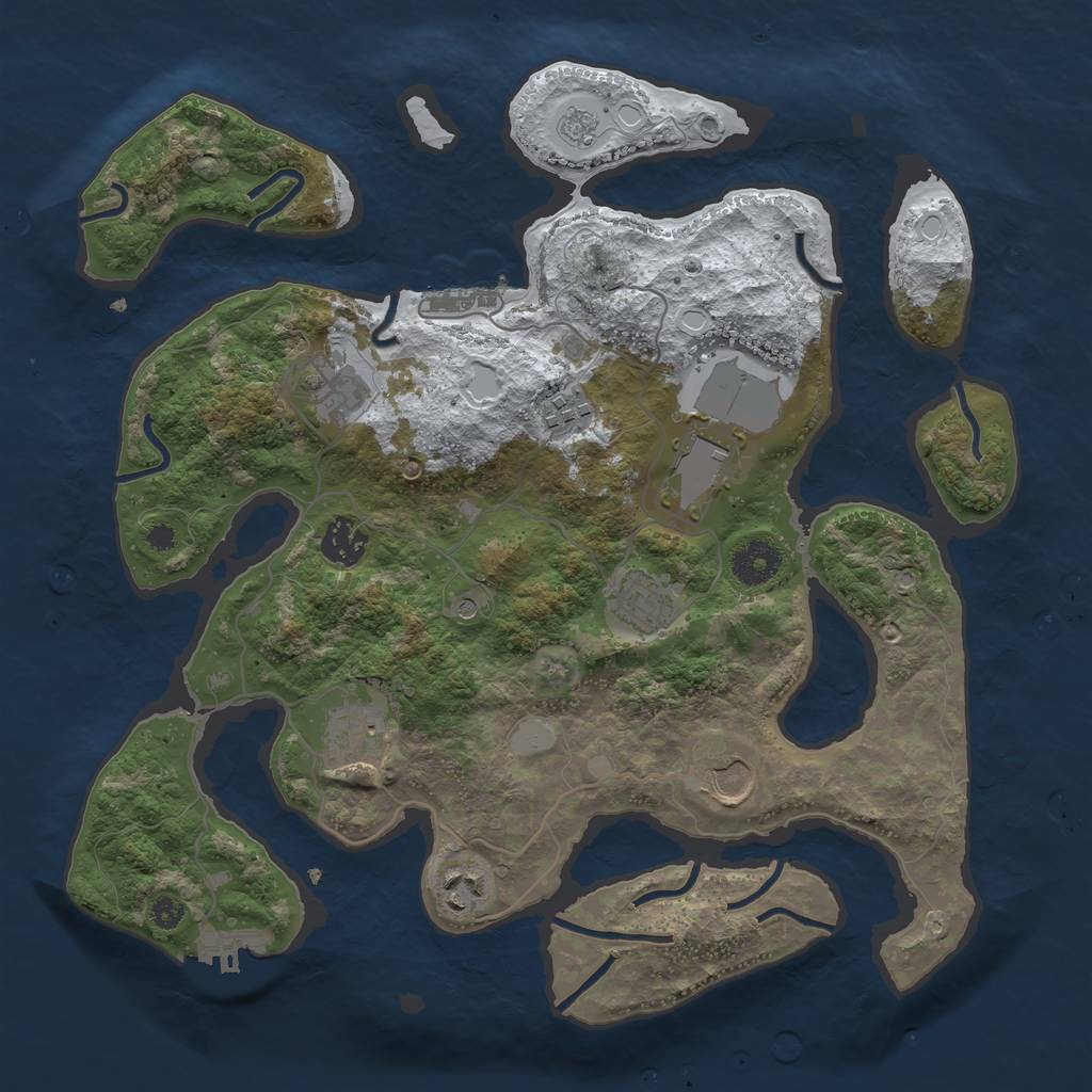 Rust Map: Procedural Map, Size: 3550, Seed: 588865, 17 Monuments