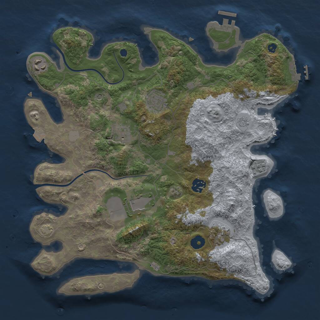 Rust Map: Procedural Map, Size: 3500, Seed: 5791076, 13 Monuments