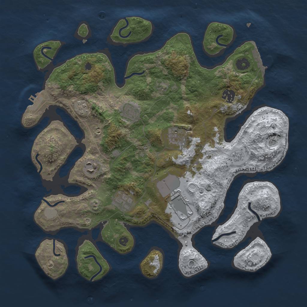Rust Map: Procedural Map, Size: 3500, Seed: 5878504, 16 Monuments