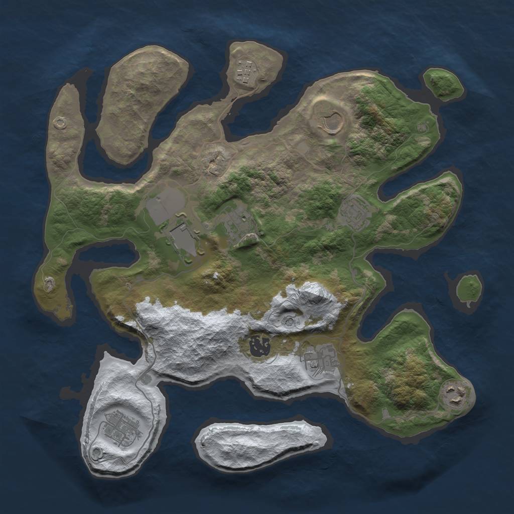Rust Map: Barren, Size: 3500, Seed: 1534169, 12 Monuments