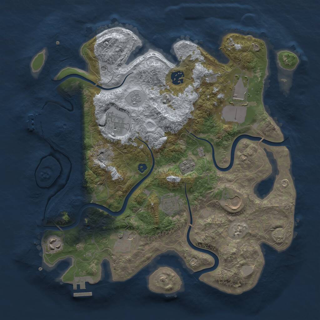 Rust Map: Procedural Map, Size: 3500, Seed: 2294848, 14 Monuments