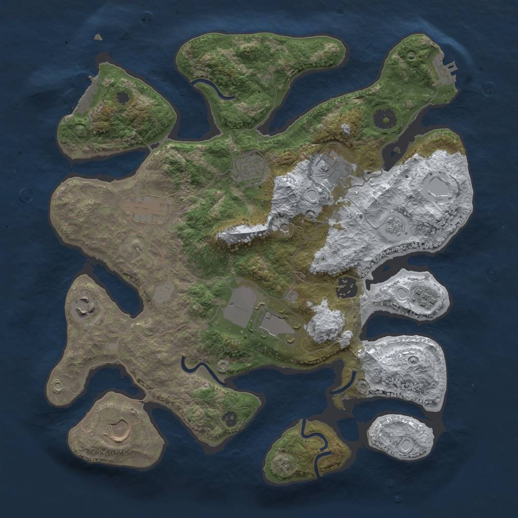 Rust Map: Procedural Map, Size: 3500, Seed: 2625145, 17 Monuments