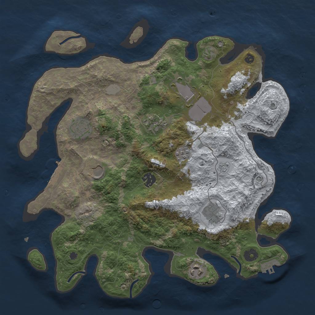 Rust Map: Procedural Map, Size: 3500, Seed: 4367354, 17 Monuments