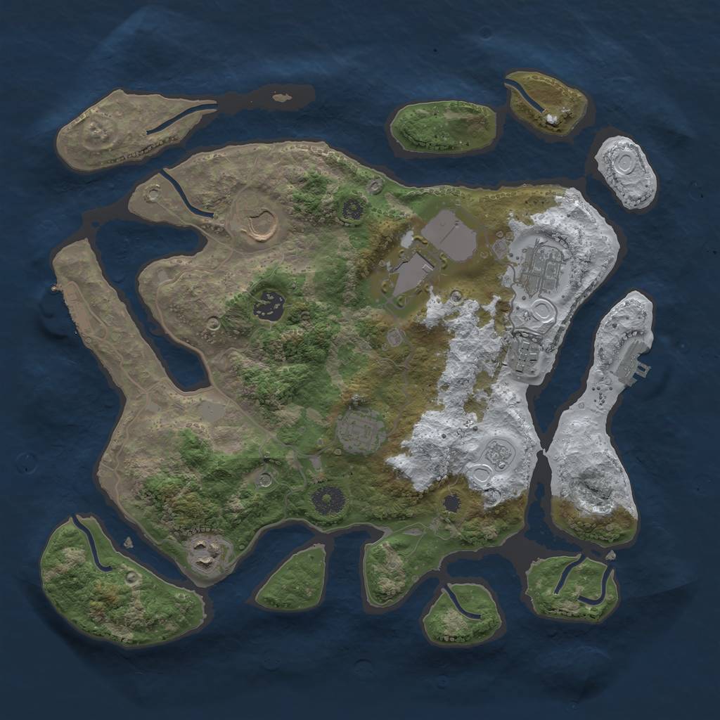 Rust Map: Procedural Map, Size: 3500, Seed: 1723096, 16 Monuments
