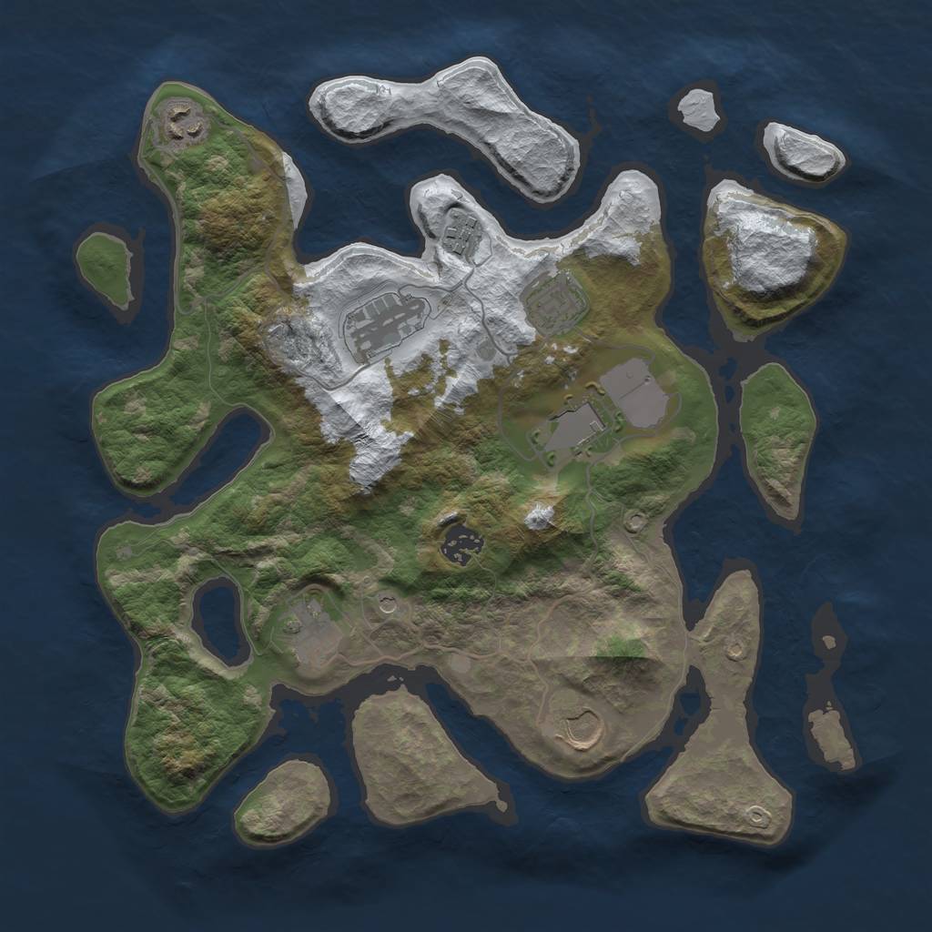Rust Map: Barren, Size: 3500, Seed: 1445412, 11 Monuments