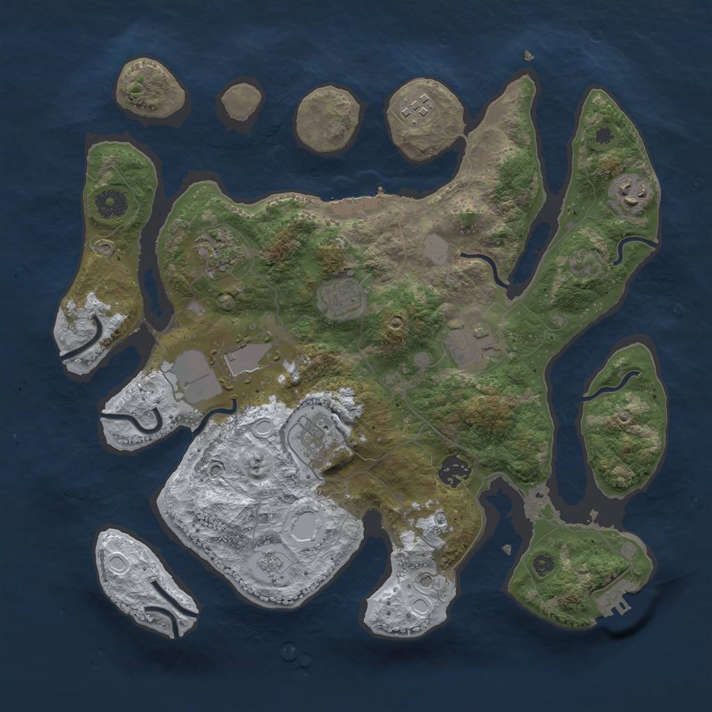 Rust Map: Procedural Map, Size: 3500, Seed: 81374, 17 Monuments