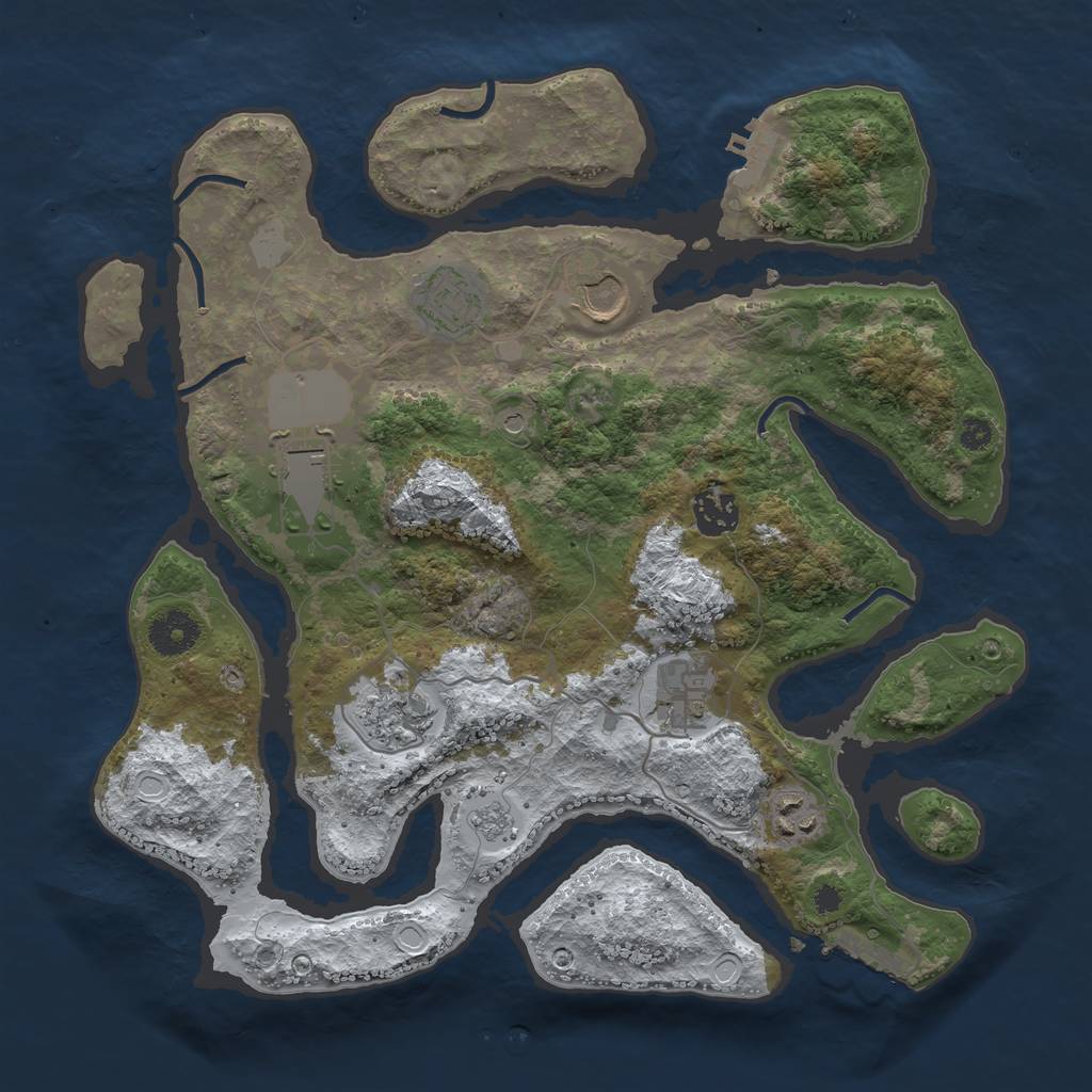 Rust Map: Procedural Map, Size: 3500, Seed: 12121212, 16 Monuments