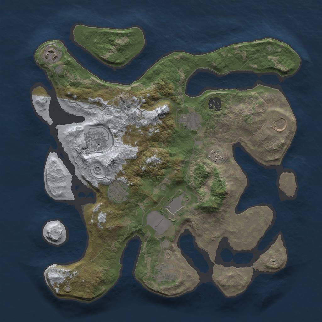 Rust Map: Barren, Size: 3500, Seed: 1162762, 12 Monuments