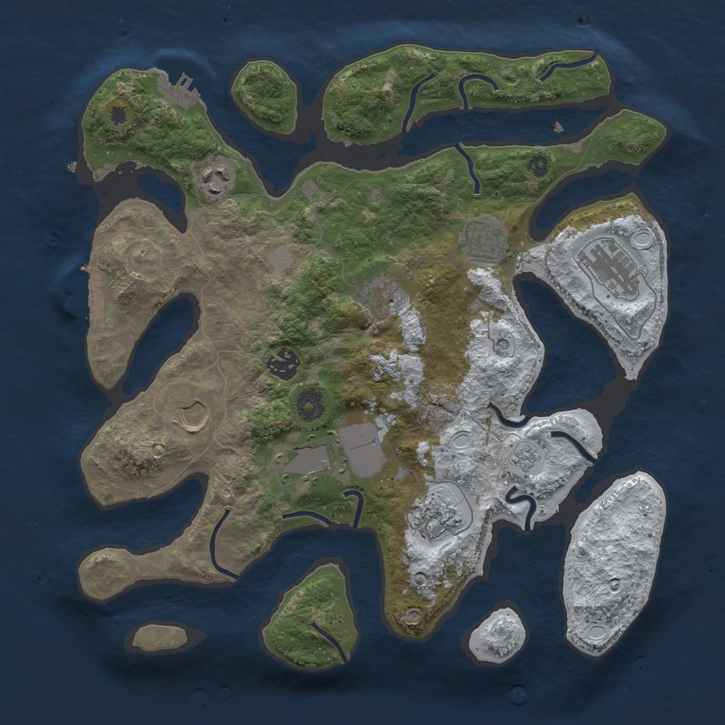 Rust Map: Procedural Map, Size: 3500, Seed: 4454817, 17 Monuments