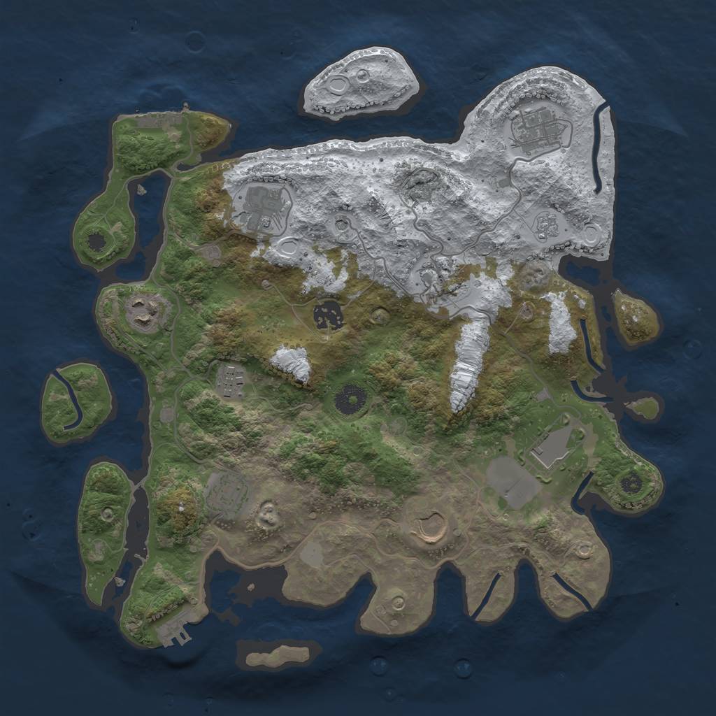 Rust Map: Procedural Map, Size: 3500, Seed: 6277207, 18 Monuments