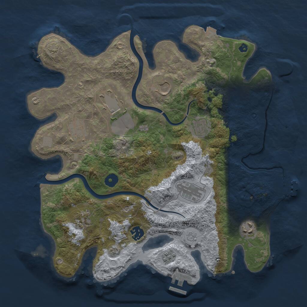 Rust Map: Procedural Map, Size: 3500, Seed: 3390751, 15 Monuments
