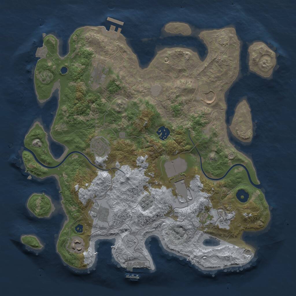 Rust Map: Procedural Map, Size: 3500, Seed: 4185794, 14 Monuments