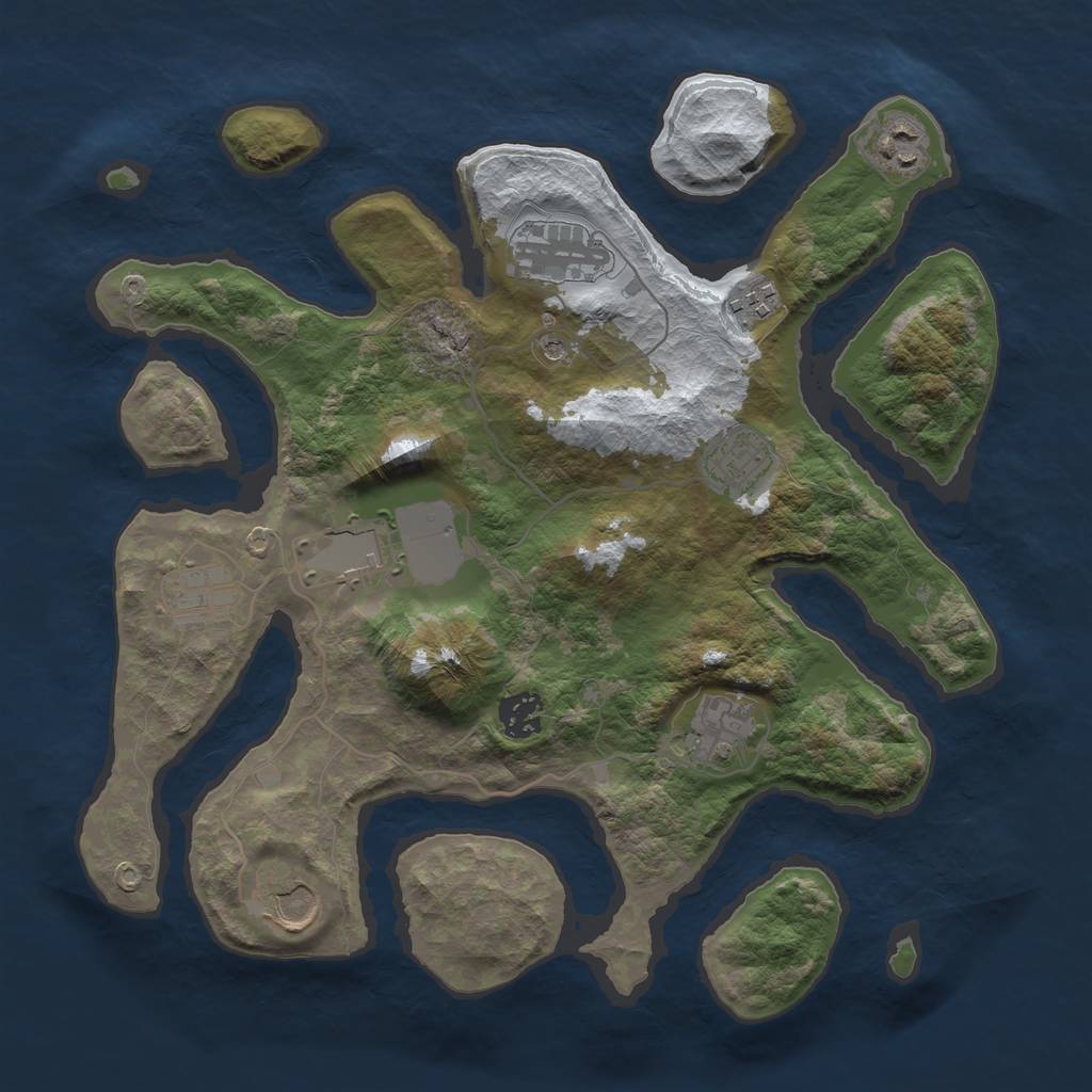 Rust Map: Barren, Size: 3500, Seed: 3808582, 12 Monuments