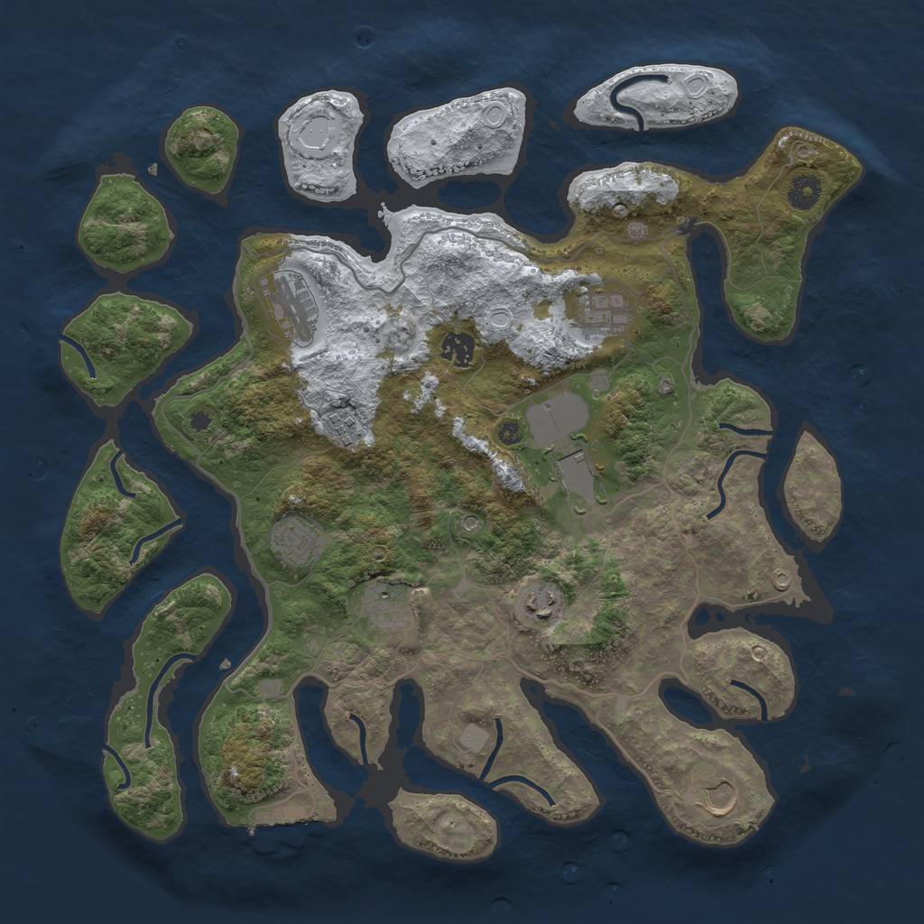 Rust Map: Procedural Map, Size: 4000, Seed: 871845, 16 Monuments