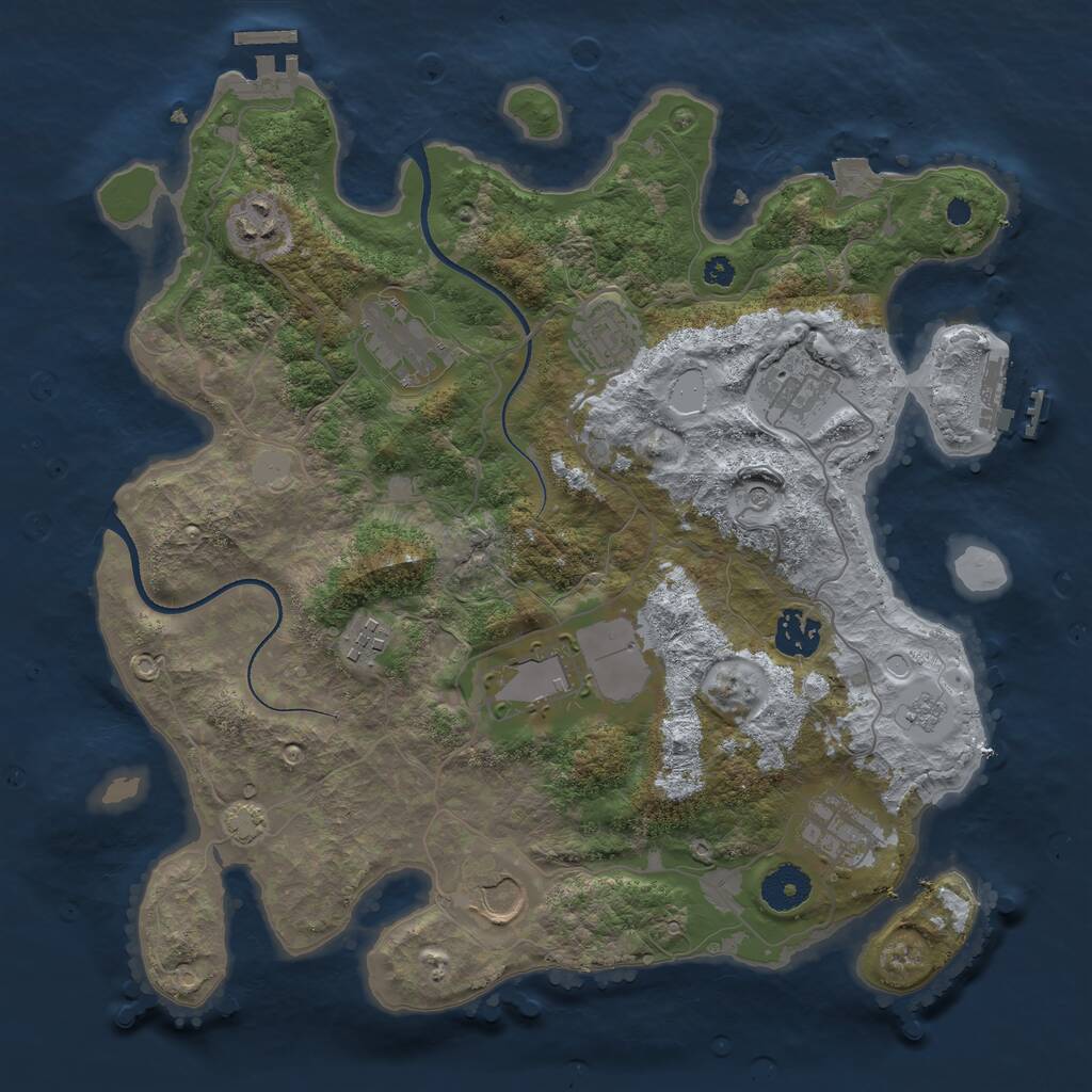 Rust Map: Procedural Map, Size: 3500, Seed: 484873, 15 Monuments