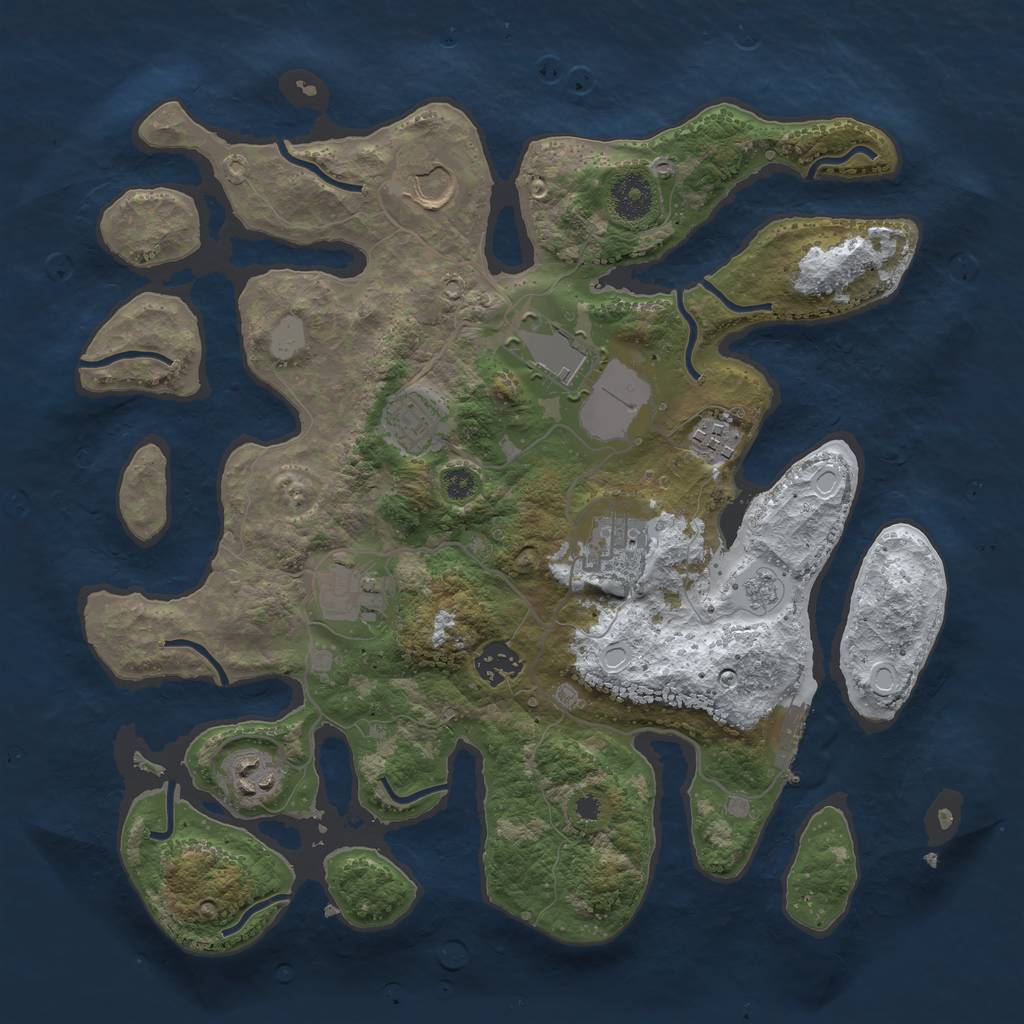 Rust Map: Procedural Map, Size: 3500, Seed: 4073803, 15 Monuments