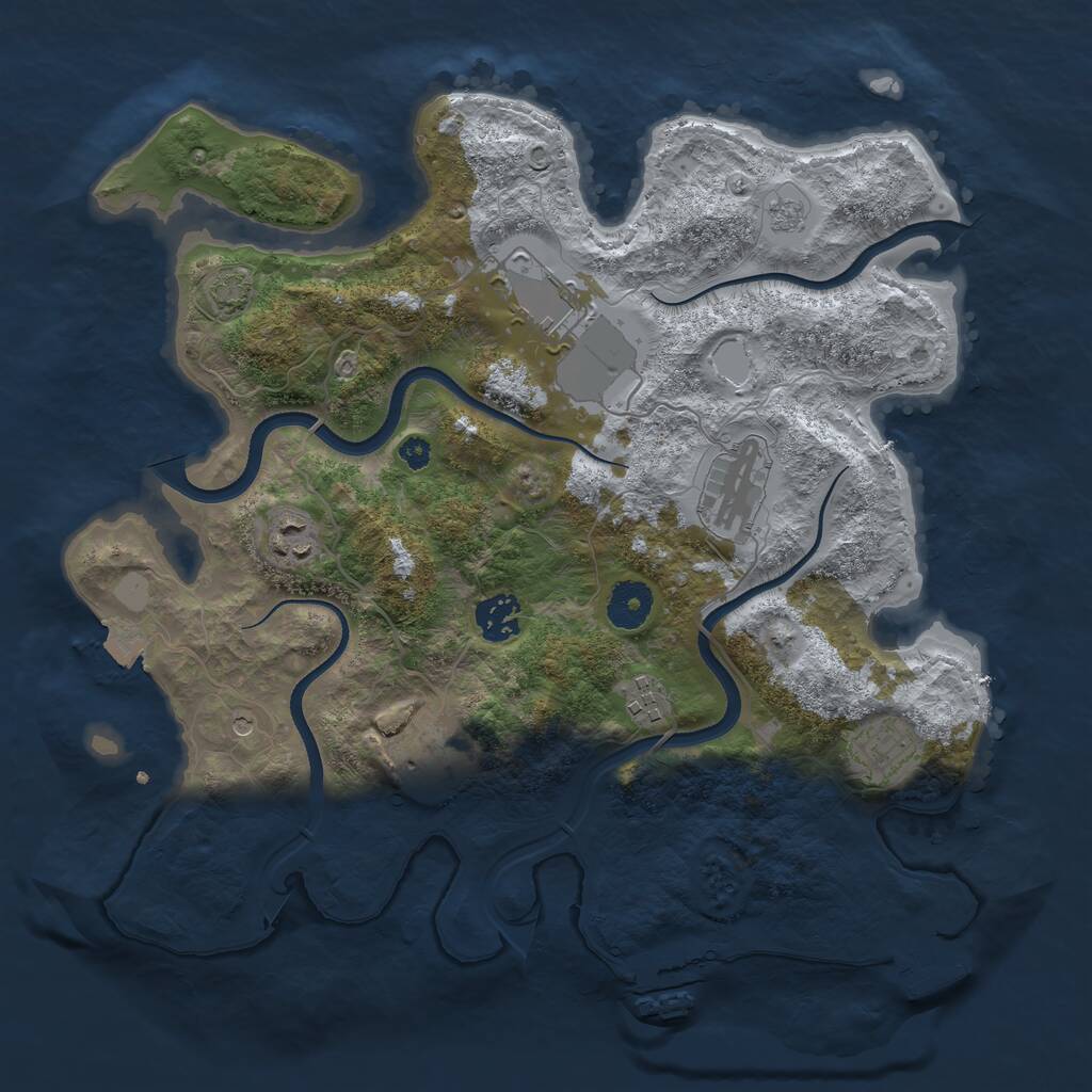 Rust Map: Procedural Map, Size: 3500, Seed: 352130, 13 Monuments