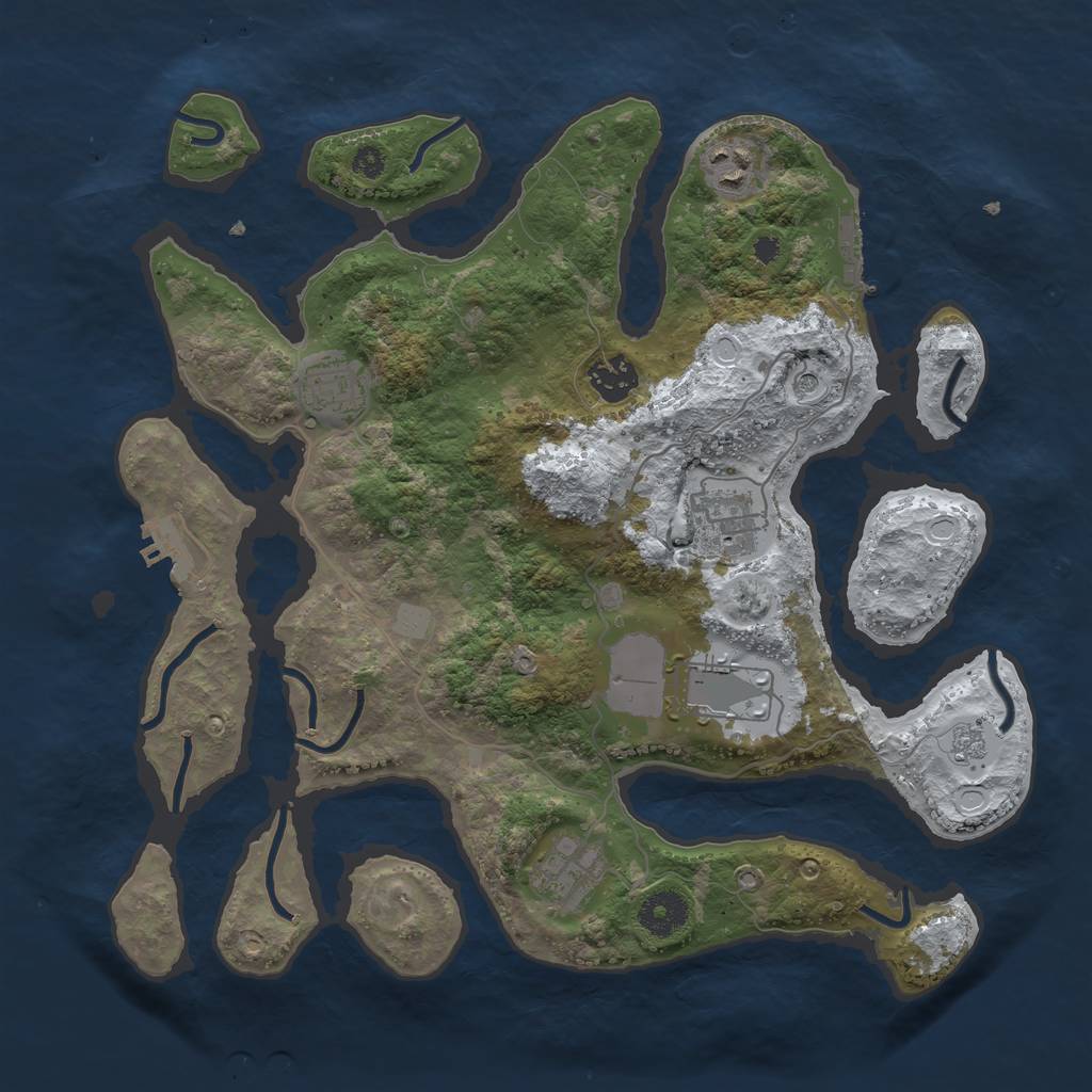 Rust Map: Procedural Map, Size: 3500, Seed: 3663907, 15 Monuments