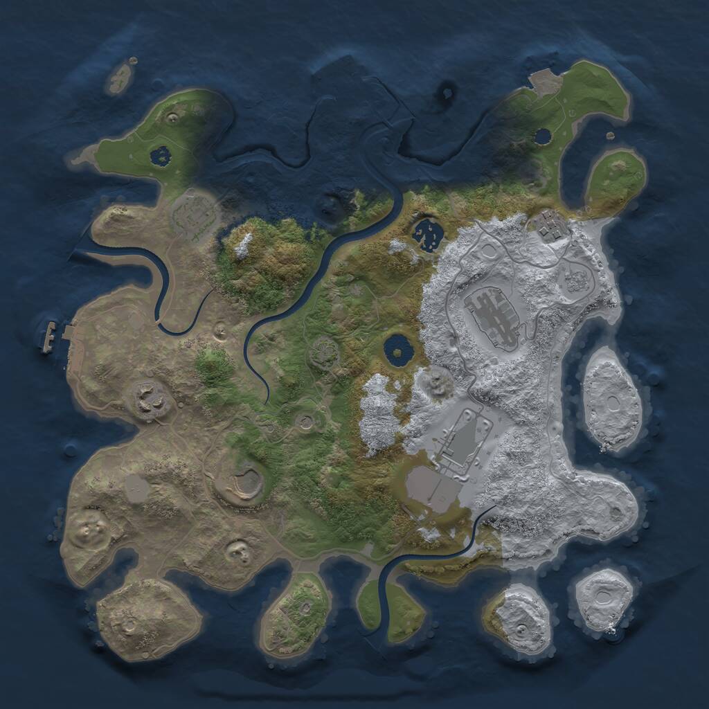 Rust Map: Procedural Map, Size: 3500, Seed: 553141, 13 Monuments