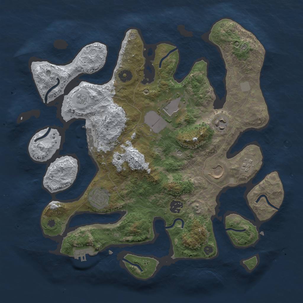 Rust Map: Procedural Map, Size: 3500, Seed: 5718324, 15 Monuments