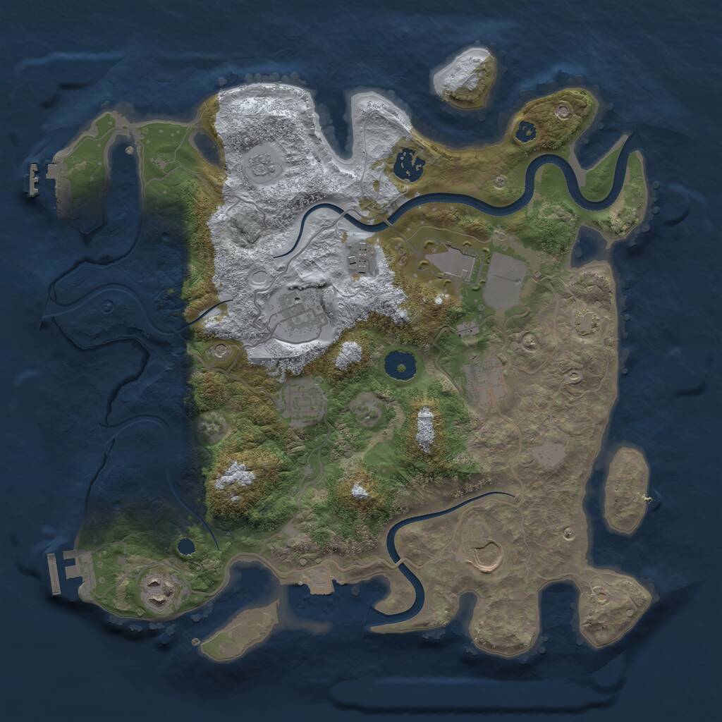 Rust Map: Procedural Map, Size: 3500, Seed: 5278586, 14 Monuments