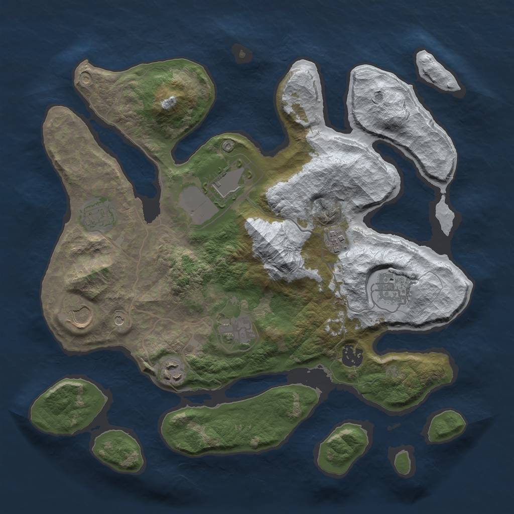 Rust Map: Barren, Size: 3500, Seed: 5726832, 11 Monuments