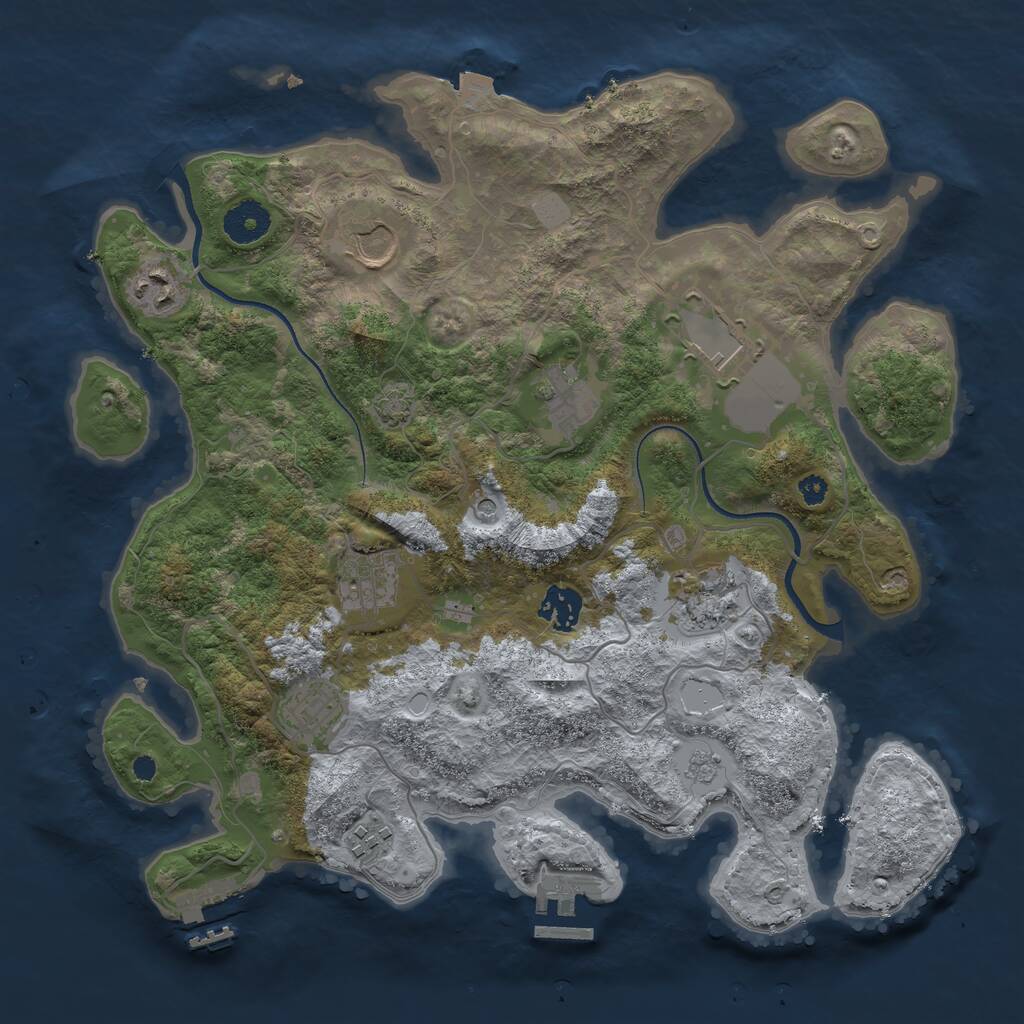 Rust Map: Procedural Map, Size: 3500, Seed: 4150461, 15 Monuments