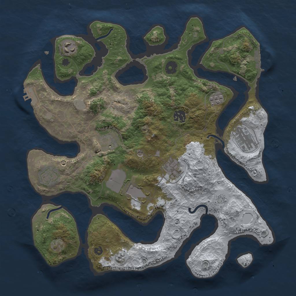 Rust Map: Procedural Map, Size: 3500, Seed: 5689387, 17 Monuments