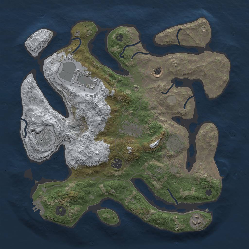 Rust Map: Procedural Map, Size: 3500, Seed: 3115395, 16 Monuments