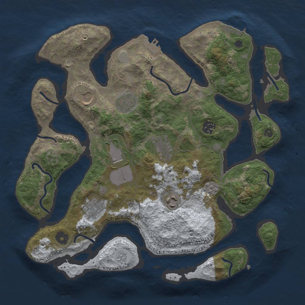 Rust Map: Procedural Map, Size: 3500, Seed: 4534051, 17 Monuments