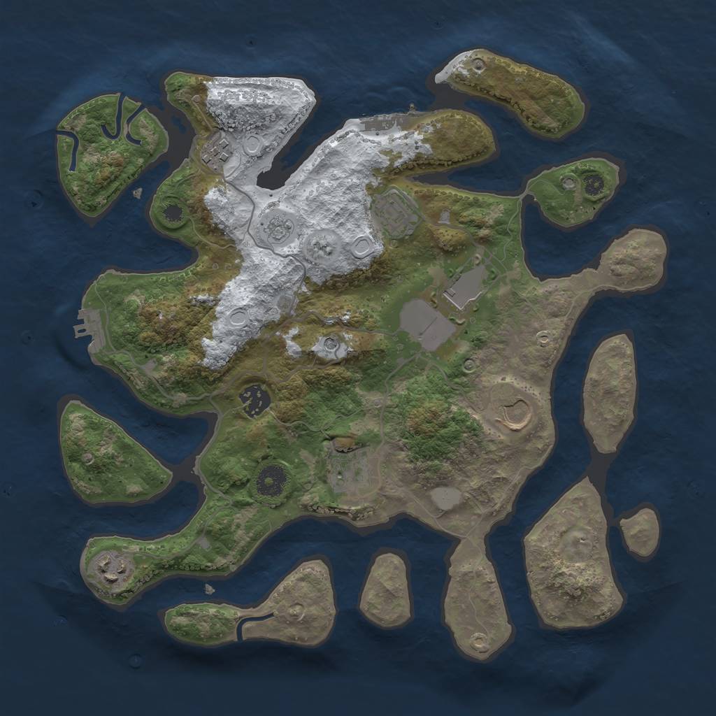 Rust Map: Procedural Map, Size: 3500, Seed: 2694729, 16 Monuments