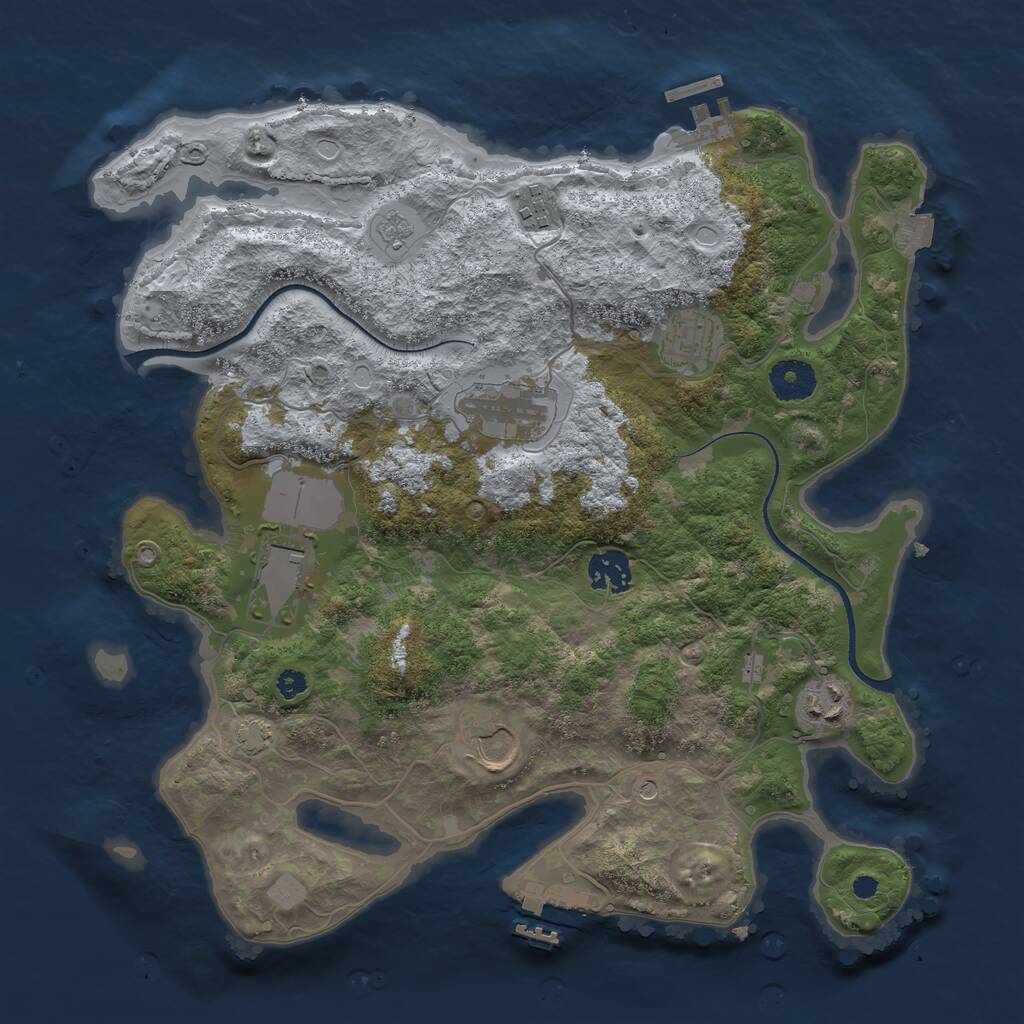 Rust Map: Procedural Map, Size: 3500, Seed: 4450549, 13 Monuments