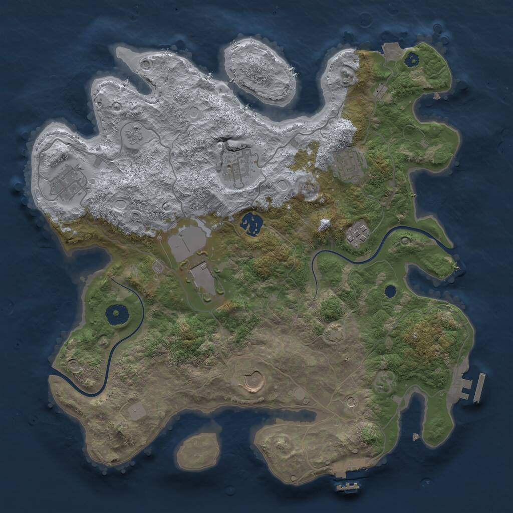 Rust Map: Procedural Map, Size: 3500, Seed: 3118660, 13 Monuments