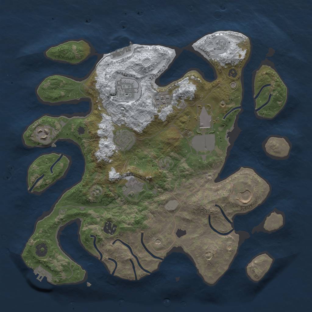 Rust Map: Procedural Map, Size: 3500, Seed: 2200965, 17 Monuments
