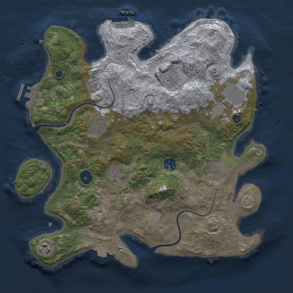 Rust Map: Procedural Map, Size: 3500, Seed: 911555, 14 Monuments