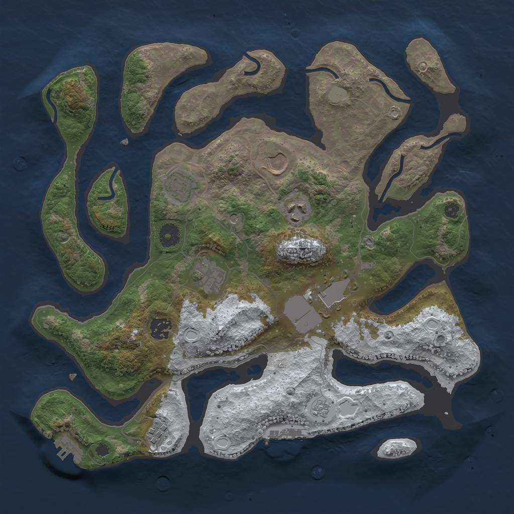 Rust Map: Procedural Map, Size: 3500, Seed: 591324, 16 Monuments