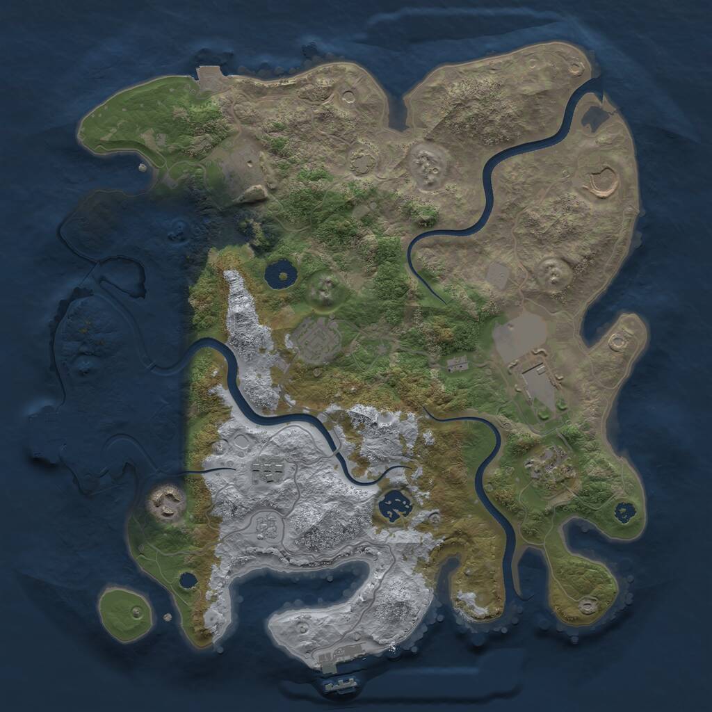 Rust Map: Procedural Map, Size: 3500, Seed: 1108335, 14 Monuments