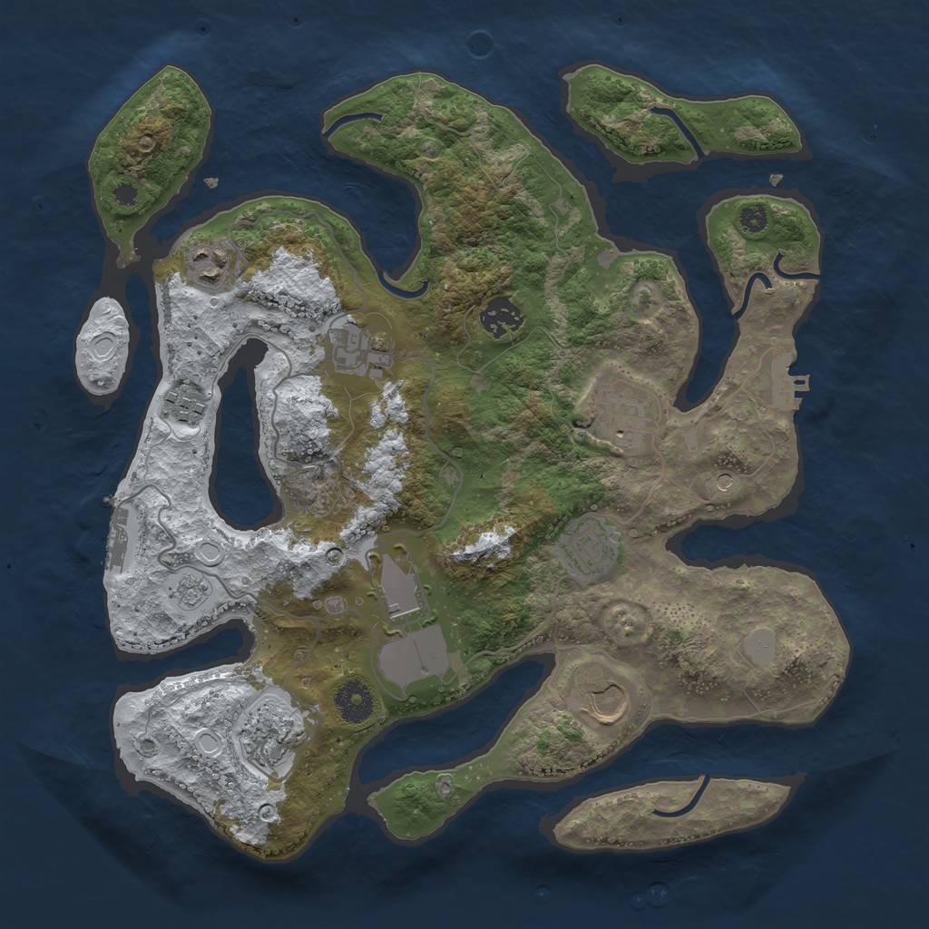 Rust Map: Procedural Map, Size: 3500, Seed: 2893930, 18 Monuments