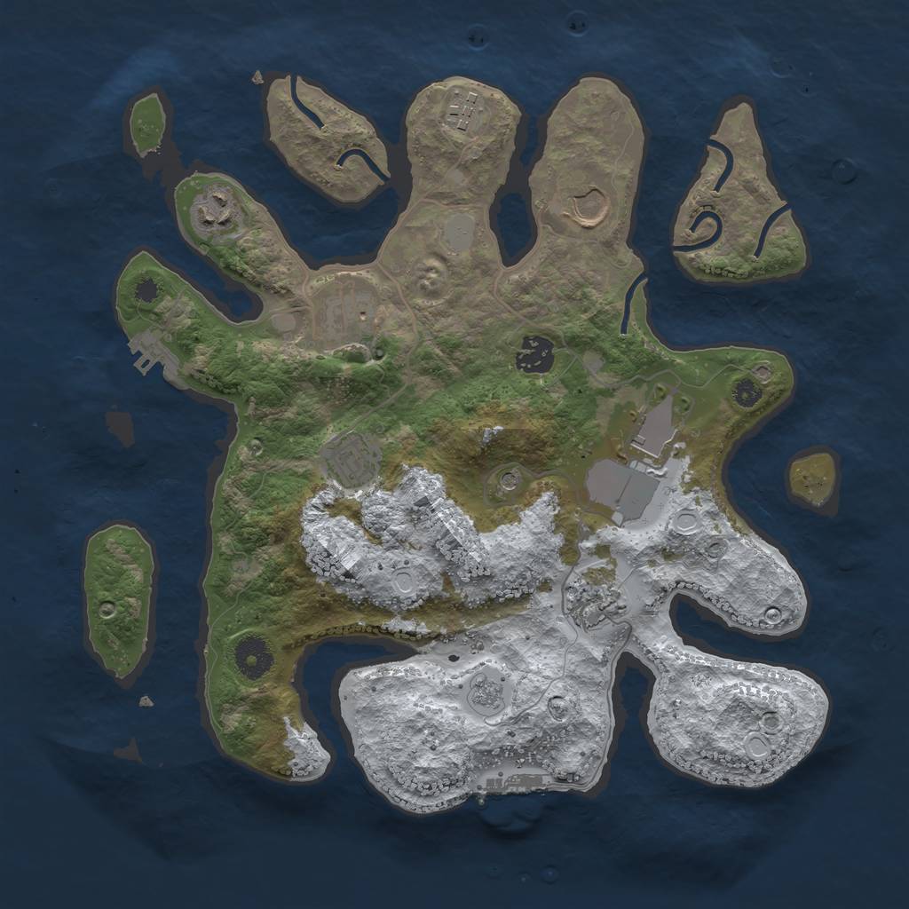 Rust Map: Procedural Map, Size: 3500, Seed: 5667300, 17 Monuments