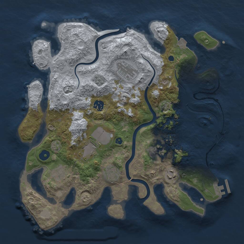 Rust Map: Procedural Map, Size: 3500, Seed: 3907936, 13 Monuments