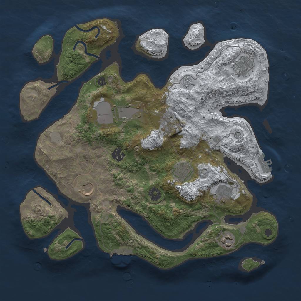 Rust Map: Procedural Map, Size: 3500, Seed: 579430, 17 Monuments