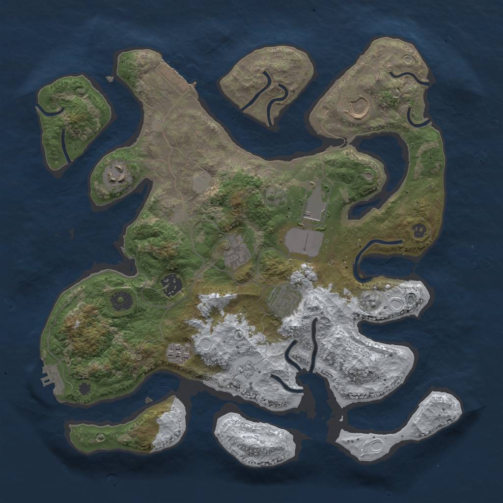 Rust Map: Procedural Map, Size: 3550, Seed: 530366, 15 Monuments