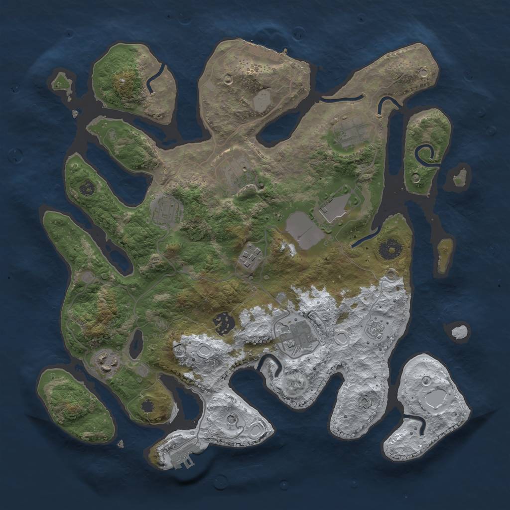 Rust Map: Procedural Map, Size: 3500, Seed: 512036, 17 Monuments